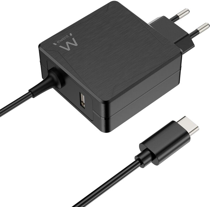 Cargador de Portátil Ewent USB-C + 1-Puerta USB-A PD 65W Negro image number 0