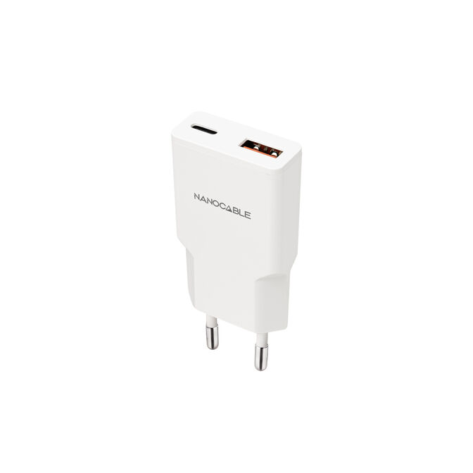 Cargador Nanocable USB-C/PD + USB-A/QC 30W, Blanco image number 0