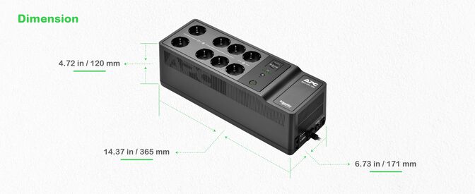 UPS APC Off-line Back-UPS 1050VA/600W USB-C/A Schuko image number 13
