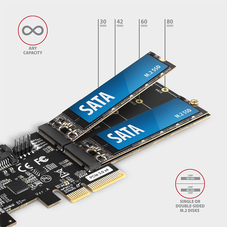 Controlador PCIe AXAGON PCES-SA4M2, 2x SATA 6G port + 2x M.2 B-key SATA port + LP image number 2