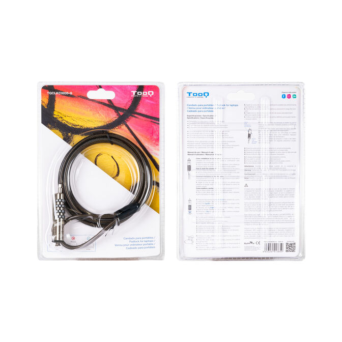 Cable de Seguridad para Port&aacute;til tipo NANO con Combinaci&oacute;n 1.5M Gris Oscuro image number 1