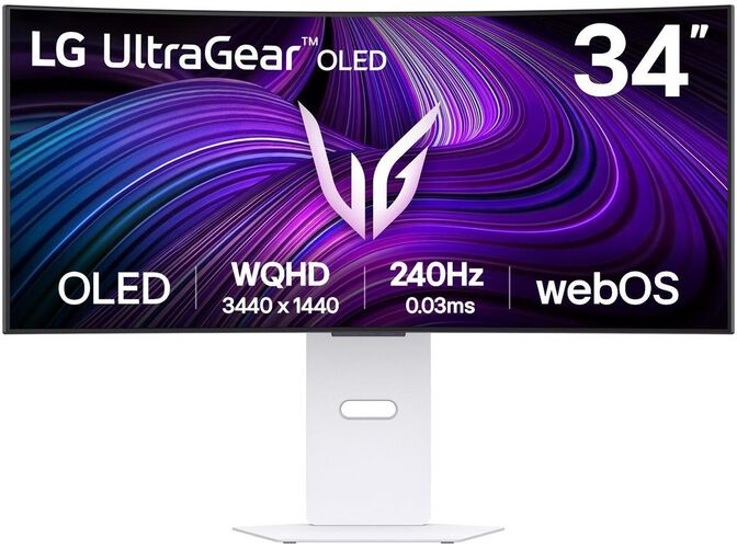 Monitor Curvo Gaming LG UltrGear 34" 34GX90SA OLED WQHD 240Hz 0.03ms G-Sync Compatible Smart webOS Blanco image number 0