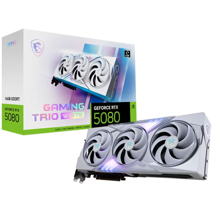 Gráfica MSI GeForce® RTX 5080 GAMING TRIO WHITE 16GB GDDR7 DLSS4 image number 0