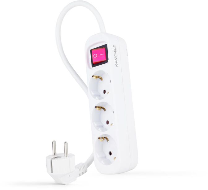 Regleta Nanocable 3 Tomas c/ switch 1.4 M Blanco image number 0
