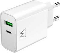 Cargador Ewent USB-C/USB-A 30W QC 3.0 Blanco