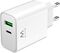 Cargador Ewent USB-C/USB-A 30W QC 3.0 Blanco