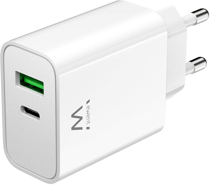 Cargador Ewent USB-C/USB-A 30W QC 3.0 Blanco image number 0