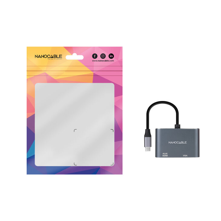 Adaptador Nanocable USB-C > HDMI + VGA 15CM Gris Compatible con Thunderbolt 3 image number 1