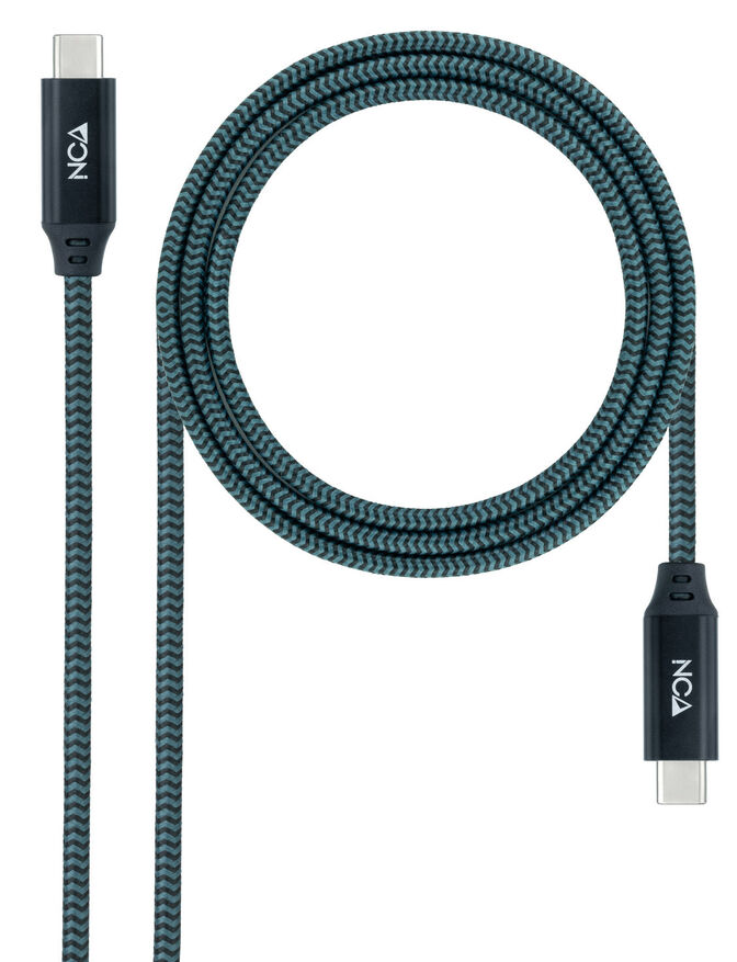 Cable USB 3.2 Gen2x2 Nanocable 20Gbps 5A/100W 4K@60Hz USB-C M/M 1 M Gris/Negro image number 0