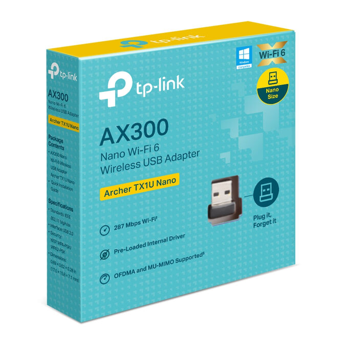 Adaptador de Rede USB TP-Link Archer TX1U Nano Wireless AX300 Wi-Fi 6 image number 3