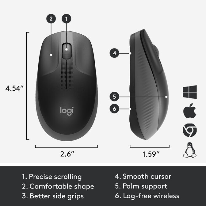 Rat&oacute;n Logitech M190 1000DPI Wireless Negro/Gris image number 6