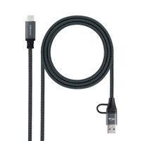 Cabo USB 3.2 Gen2x2 Nanocable 20Gbps 5A/100W 4K/60HZ USB-C M/USB-A/M 3 M Cinzento/Preto