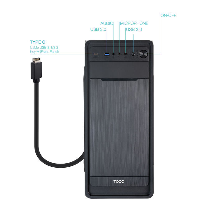 Caja Midi Tower Tooq PRISMA ULTRA C/Fuente Alimentaci&oacute;n 500W USB-C image number 1