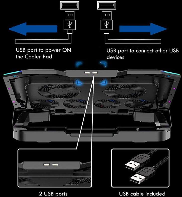 Refrigeradora para Portátiles Ewent con 6 Ventiladores até 15.6" 6 Vel. RGB image number 1