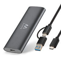 Caixa Externa M.2 Ewent EW7061 USB-C 3.2 Gen2 NVMe/SATA Cinza Screwless Caixa Externa M.2 Ewent EW7061 USB-C 3.2 Gen2 NVMe/SATA Cinza Screwless