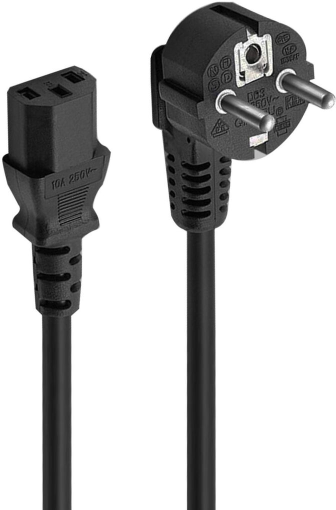 Cable de Alimentacion Ewent EC1901 Shuko Plug > IEC, Angled 90&deg;, 3m Negro image number 0