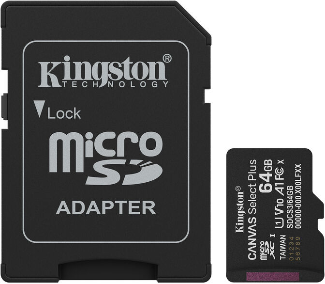 Tarjeta de Memoria Kingston Canvas Select Plus Gen3 MicroSDHC UHS-I A1 64GB image number 0