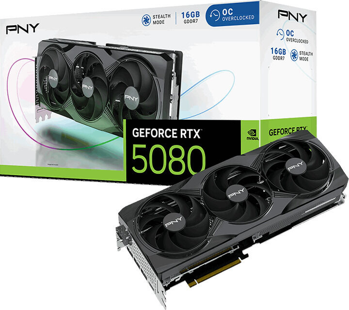 Tarjeta Gr&aacute;fica PNY GeForce&reg; RTX 5080 Gaming Triple Fan OC 16GB GDDR7 DLSS3
