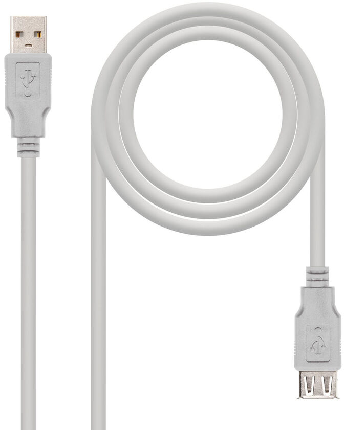 Cable USB 2.0 Nanocable USB-A M/F 1 M Bege image number 0