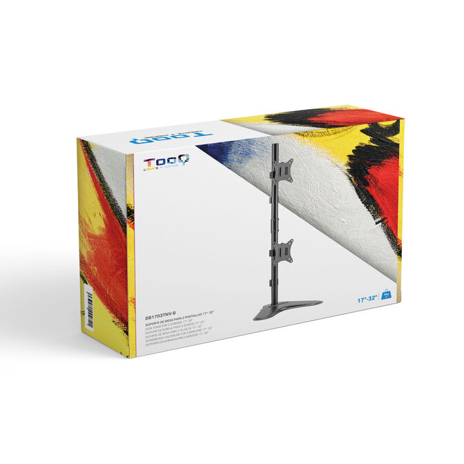 Soporte de Mesa Gaming Tabletop Tooq Doble (Vertical) Tilt e Altura Ajustable 17" a 32" Max. 9kg Negro image number 9