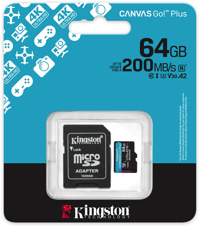Tarjeta de Memoria Kingston Canvas Go! Plus Gen4 200MB/s MicroSDXC UHS-I U3 V30 A2 64GB image number 4