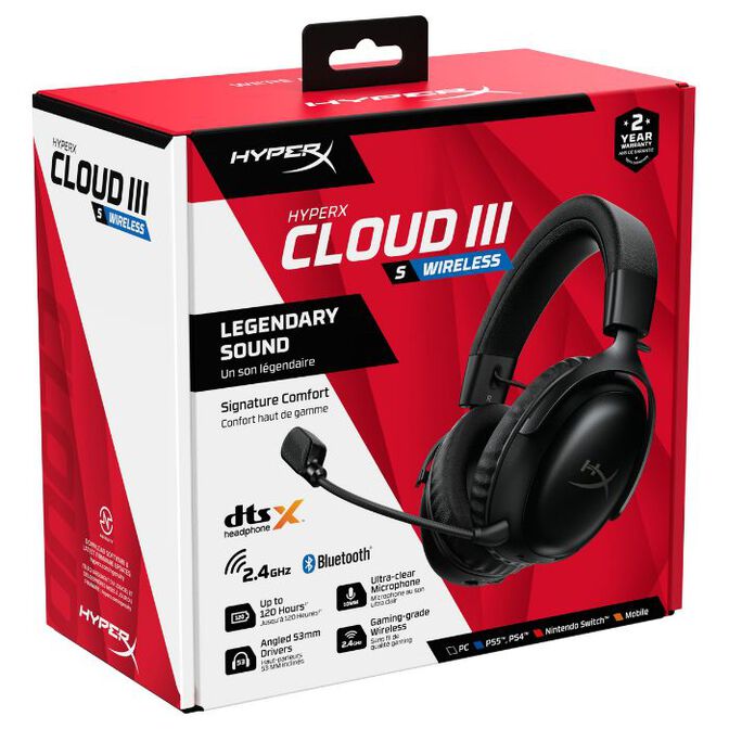 Auriculares HyperX Cloud III DTS Wireless/Bluetooth Negro image number 3
