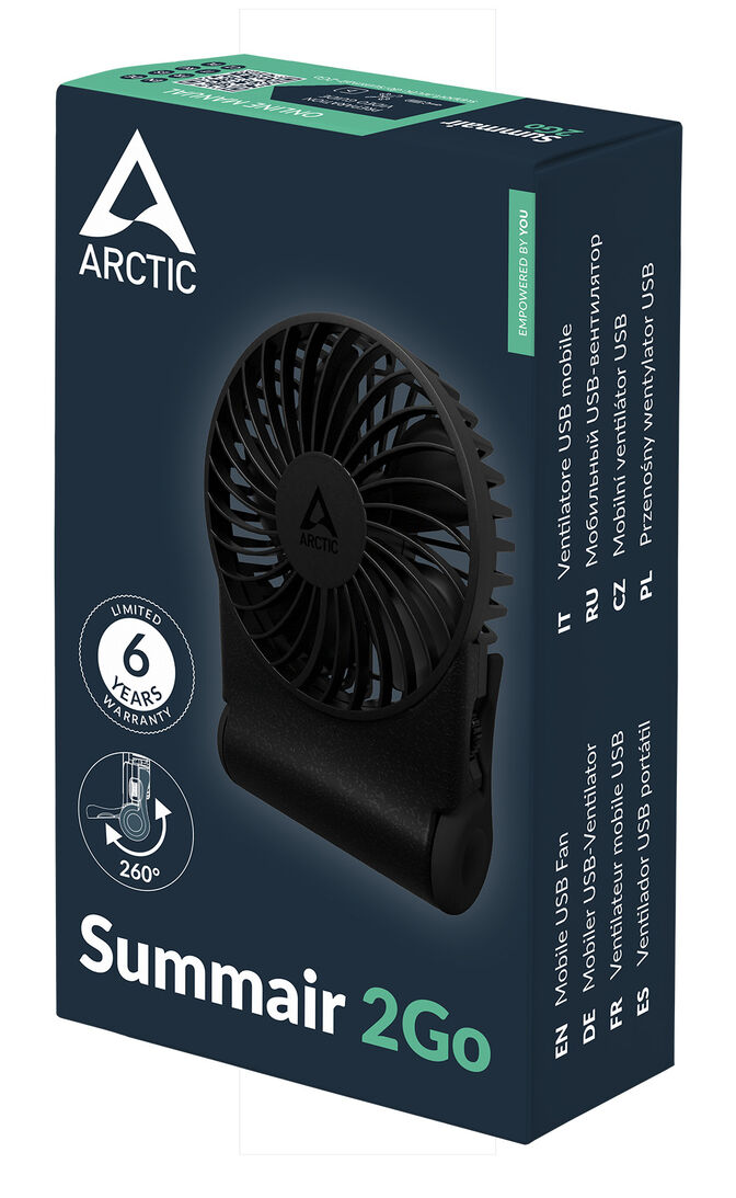 Ventilador Port&aacute;til Arctic Summair 2Go Recargable USB-C para Escritorio - Negro image number 7