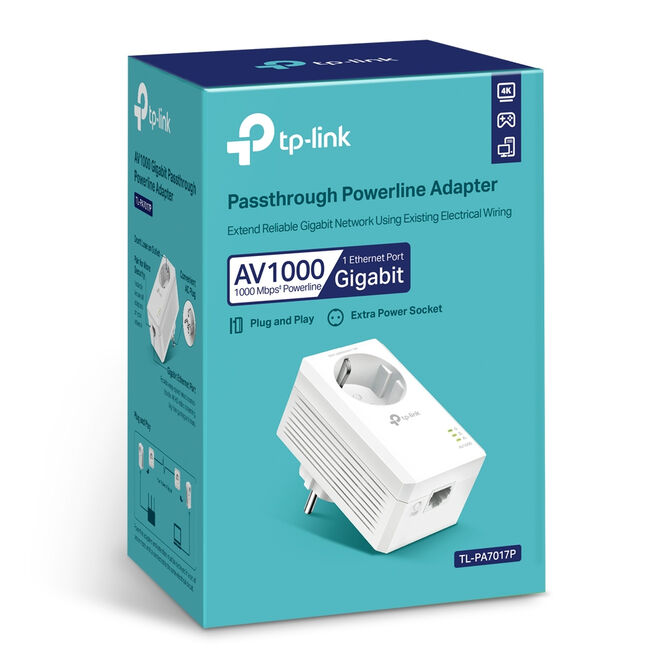 PowerLine TP-Link TL-PA7017P AV1000 Homeplug AV2 Gigabit Passthrough image number 2