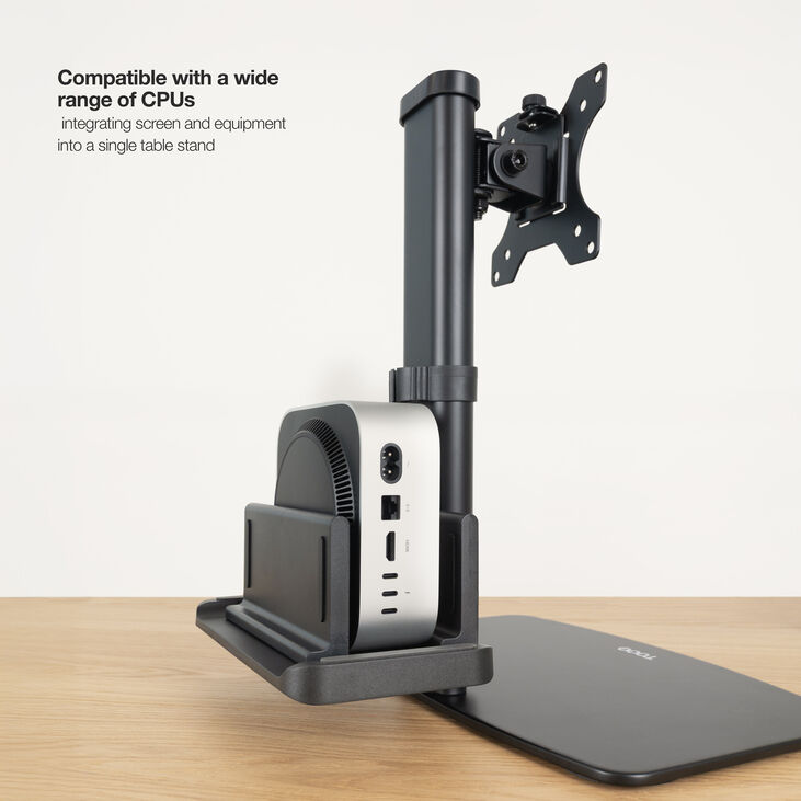 Soporte de Escritorio Tooq Inclinable y Giratorio 17" a 27" con Soporte para Mini PC Negro image number 4