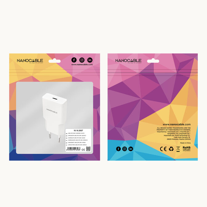 Cargador Nanocable USB-C/PD 30W, Blanco image number 4