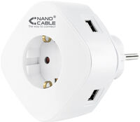 Cargador Tomas NanoCable 2 USB A / 1 USB-C y Tomas integrada