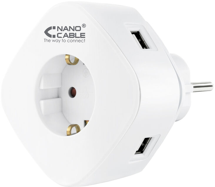 Cargador Tomas NanoCable 2 USB A / 1 USB-C y Tomas integrada image number 0