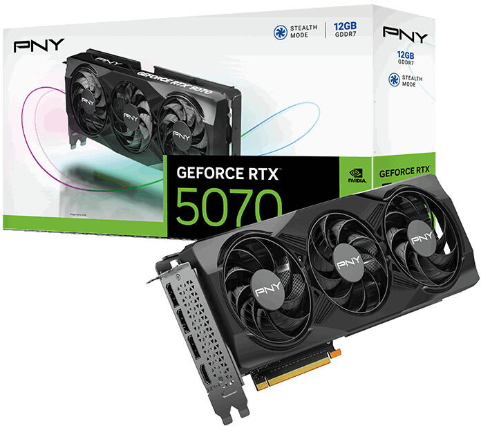 Tarjeta Gr&aacute;fica PNY GeForce&reg; RTX 5070 Gaming Triple Fan OC 12GB GDDR7 DLSS4