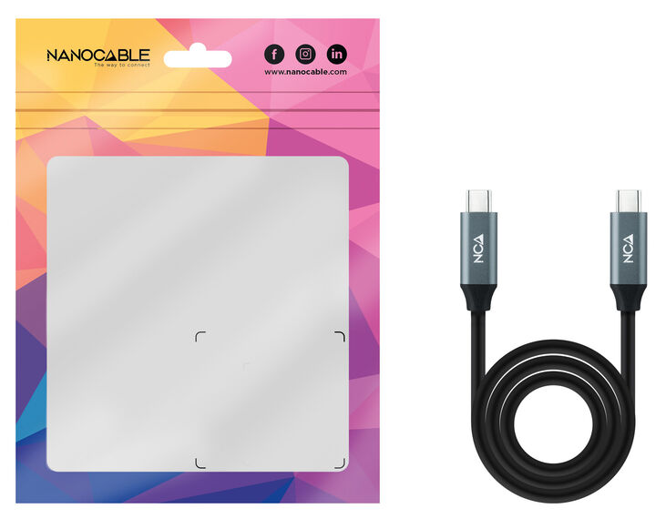 Cable USB 3.2 Gen2x2 Nanocable 20Gbps 5A/100W 4K@60Hz USB-C M/M 1 M Negro image number 3