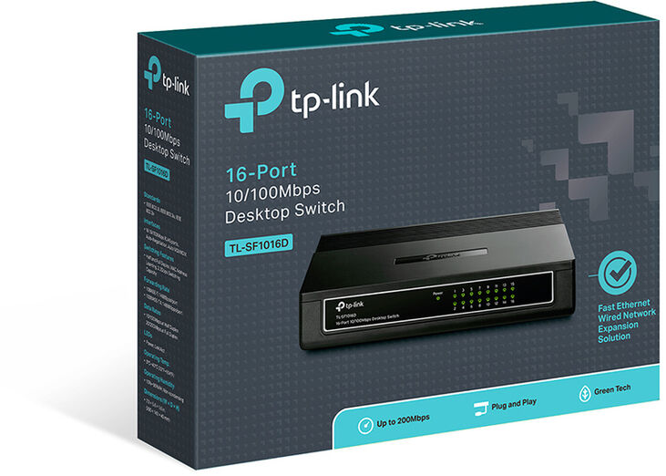 TP-Link TL-SF1016D No administrado Fast Ethernet (10/100) Negro image number 3