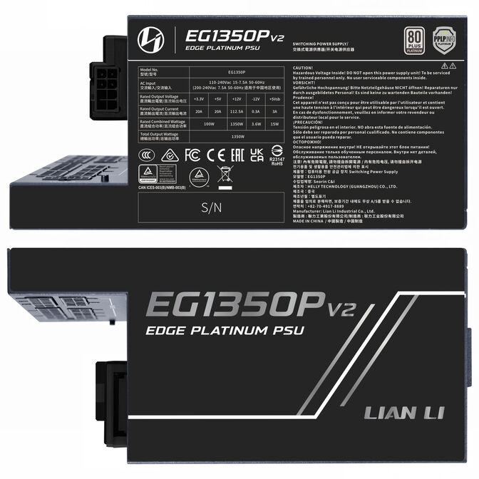 Fuente Modular Lian Li Edge Platinum V2 1350W 80+ Platinum Negra (C/Hub) image number 2