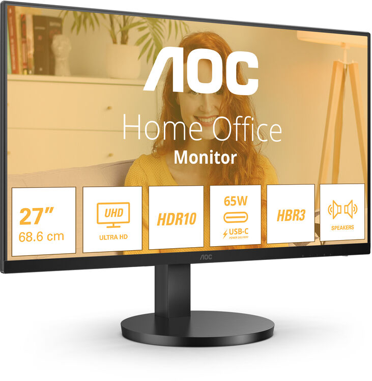 Monitor AOC 27" U27B3CF IPS 4K 60Hz USB-C (PD65W) Ajuste de altura image number 0