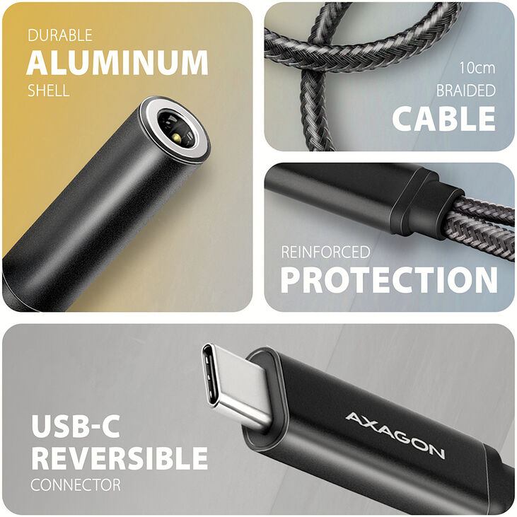 Adaptador Áudio AXAGON ADA-HCPD USB-C - 3.5mm (F) conector Hi-Res DAC 32bit 384kHz  PD 60W 3A image number 2