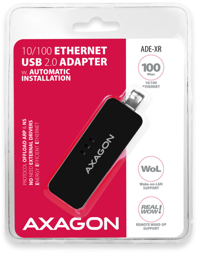 Adaptador AXAGON ADE-XR Fast Ethernet 10/100 - USB 2.0 Tipo A image number 1