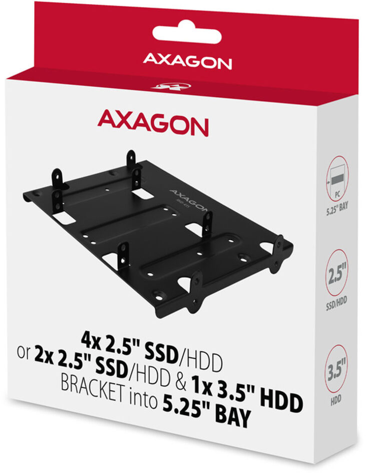 Soporte para baia 5.25" AXAGON RHD-435 para 4x 2.5"SSD/HDD /2x 2.5"SSD/HDD + 1x 3.5" HDD image number 7