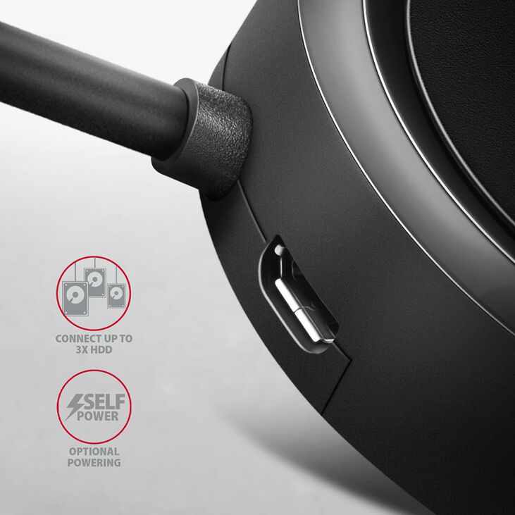 HUB USB AXAGON HUE-P1AL 4x USB 3.2 Gen 1 ROUND, micro USB power IN image number 3