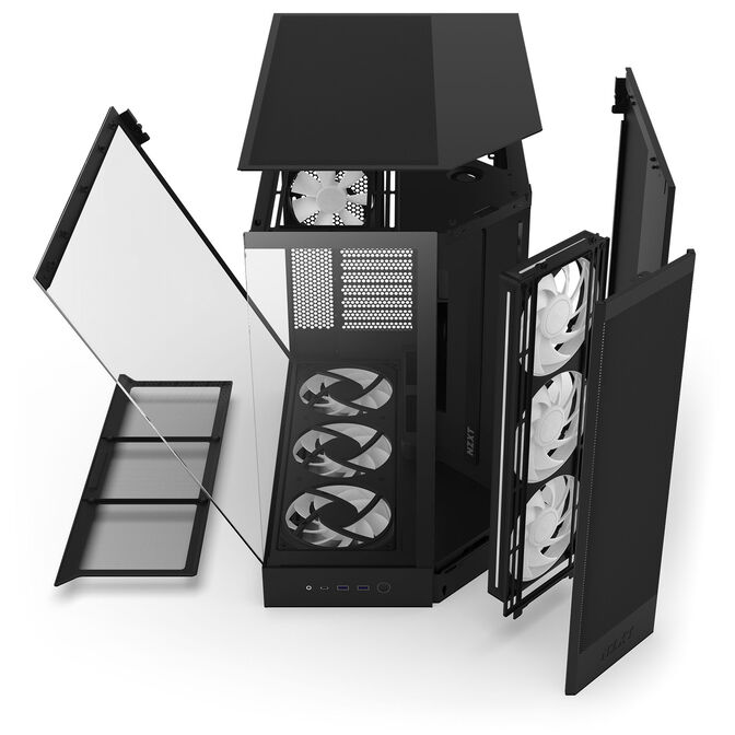 Torre E-ATX NZXT H9 Flow RGB+ Negra (2025) Cristal Templado image number 13