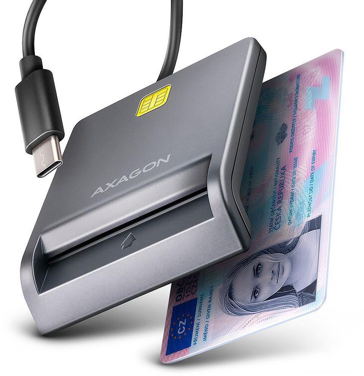 Lector de Tarjetas AXAGON CRE-SM3TC USB-C Smart card FlatReader image number 0