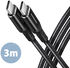 Cable de cargamento AXAGON BUCM-CM30AB USB-C  <-> USB-C 2.0, 3m, PD 60W, 3A, ALU, braid, Negro image number null