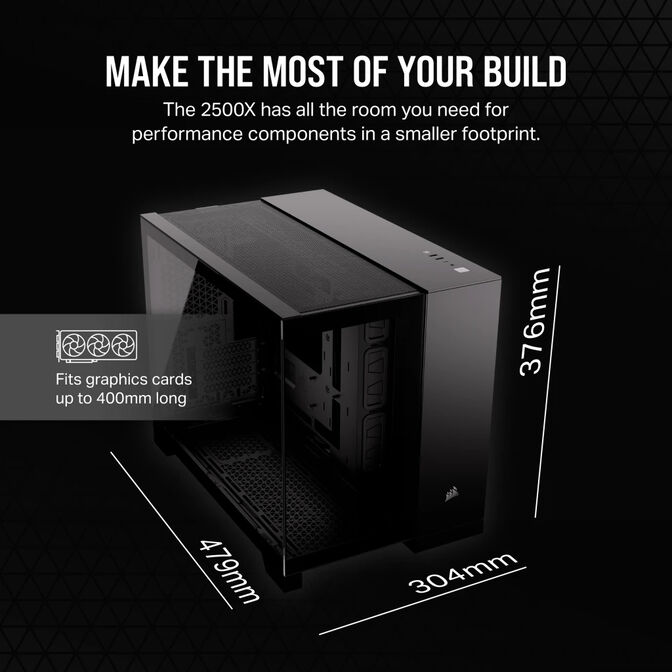 Torre Micro-ATX Corsair 2500X Negro Cristal Templado image number 5