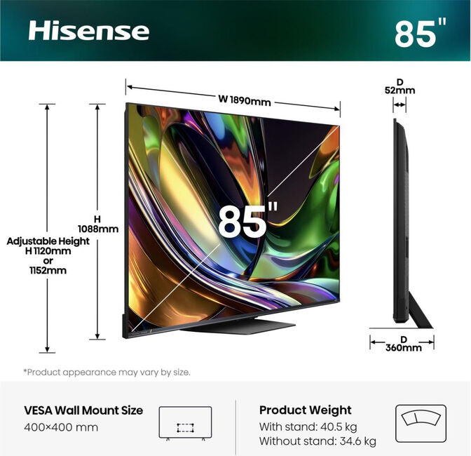 Televisor Hisense 85UR8S 85" RGB Mini LED UltraHD 4K VIDAA image number 2