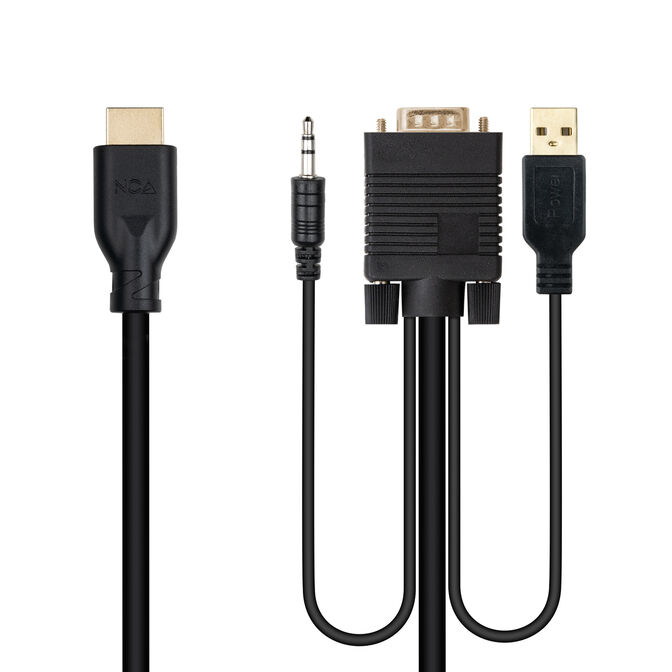 Cable Convertidor Nanocable VGA/M+AUDIO/M+USB-A/M-HDMI/M, 1.8 M image number 1