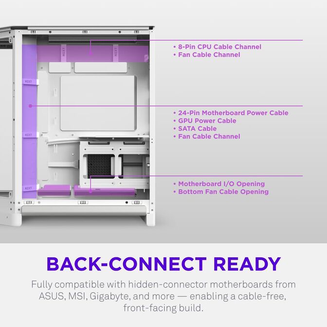 Torre ATX NZXT H6 Blanca Cristal Templado image number 8