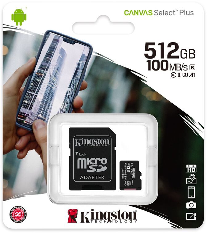 Tarjeta de Memoria Kingston Canvas Select Plus MicroSDHC UHS-I A1 512GB image number 1