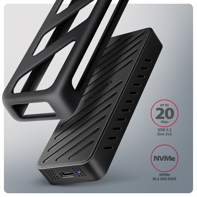 Caja Externo AXAGON EEM2-20G USB-C 20Gbps - M.2 NVMe SSD ARMORED box image number 2